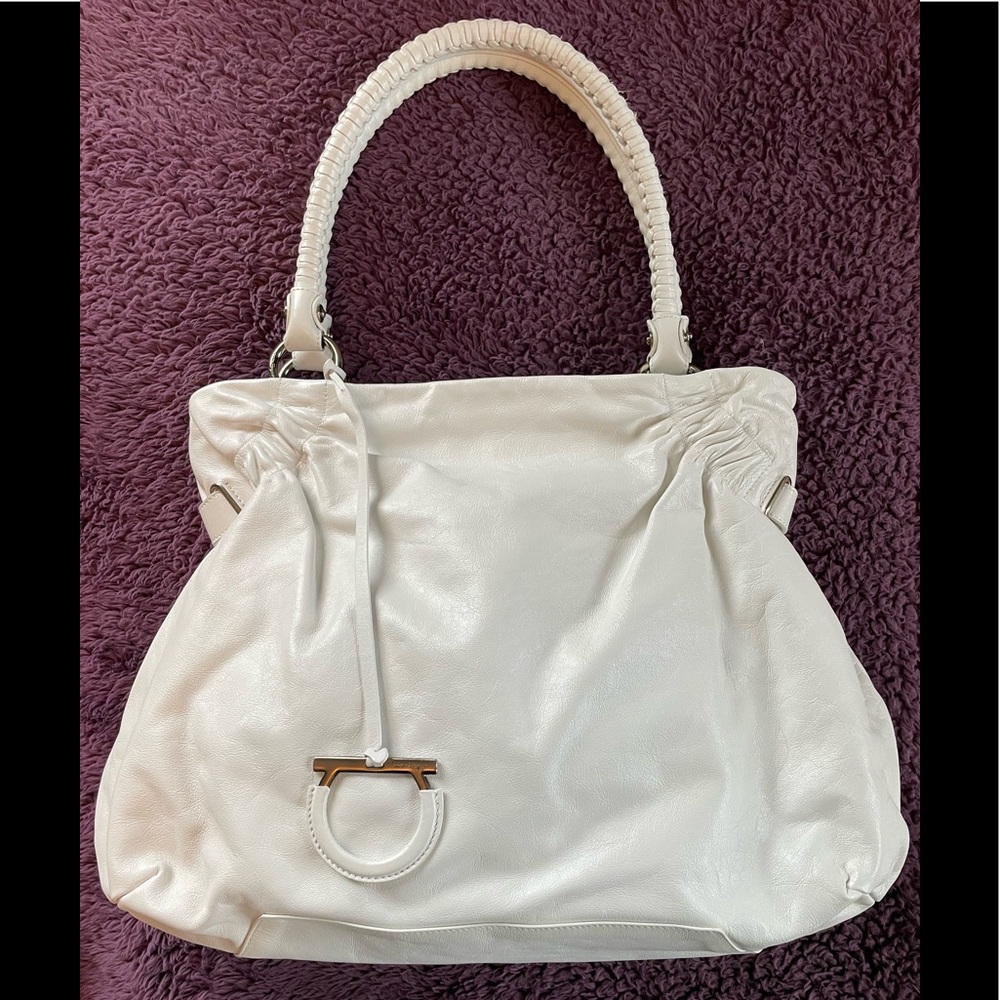 Salvatore Ferragamo italian white leather shoulder bag